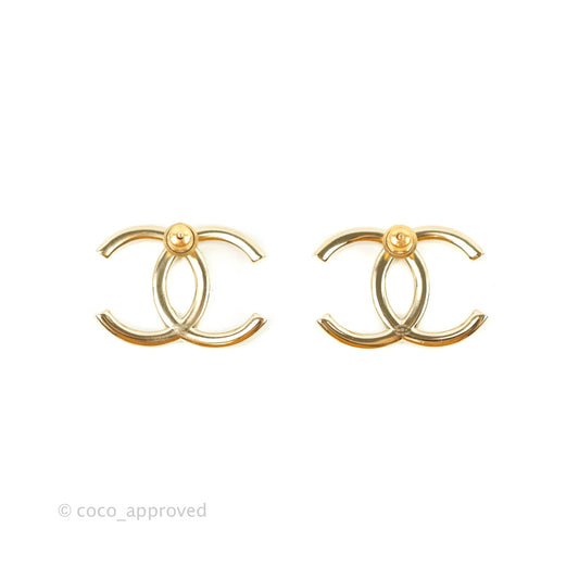 Chanel Crystal CC Earrings Light Gold Hardware 20A