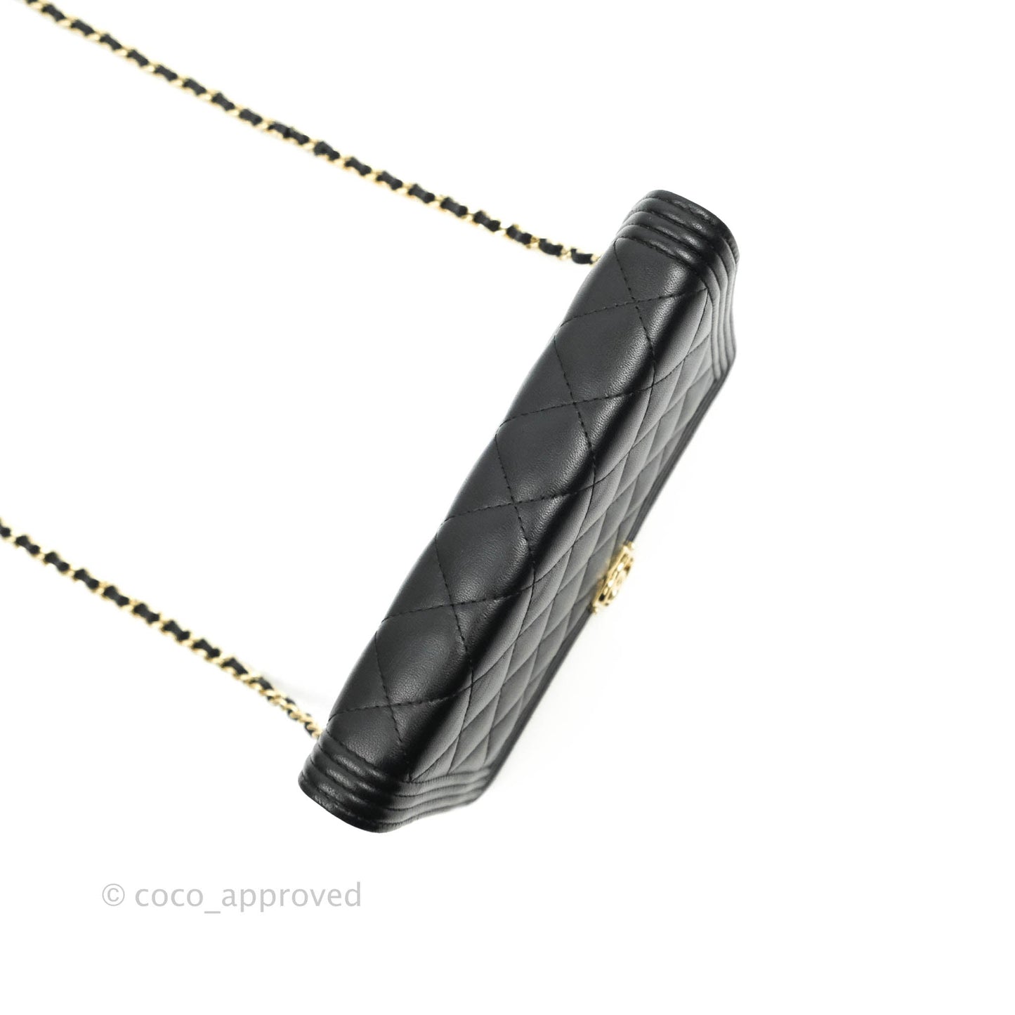 Chanel Quilted Boy Wallet on Chain WOC Black Lambskin Gold Hardware