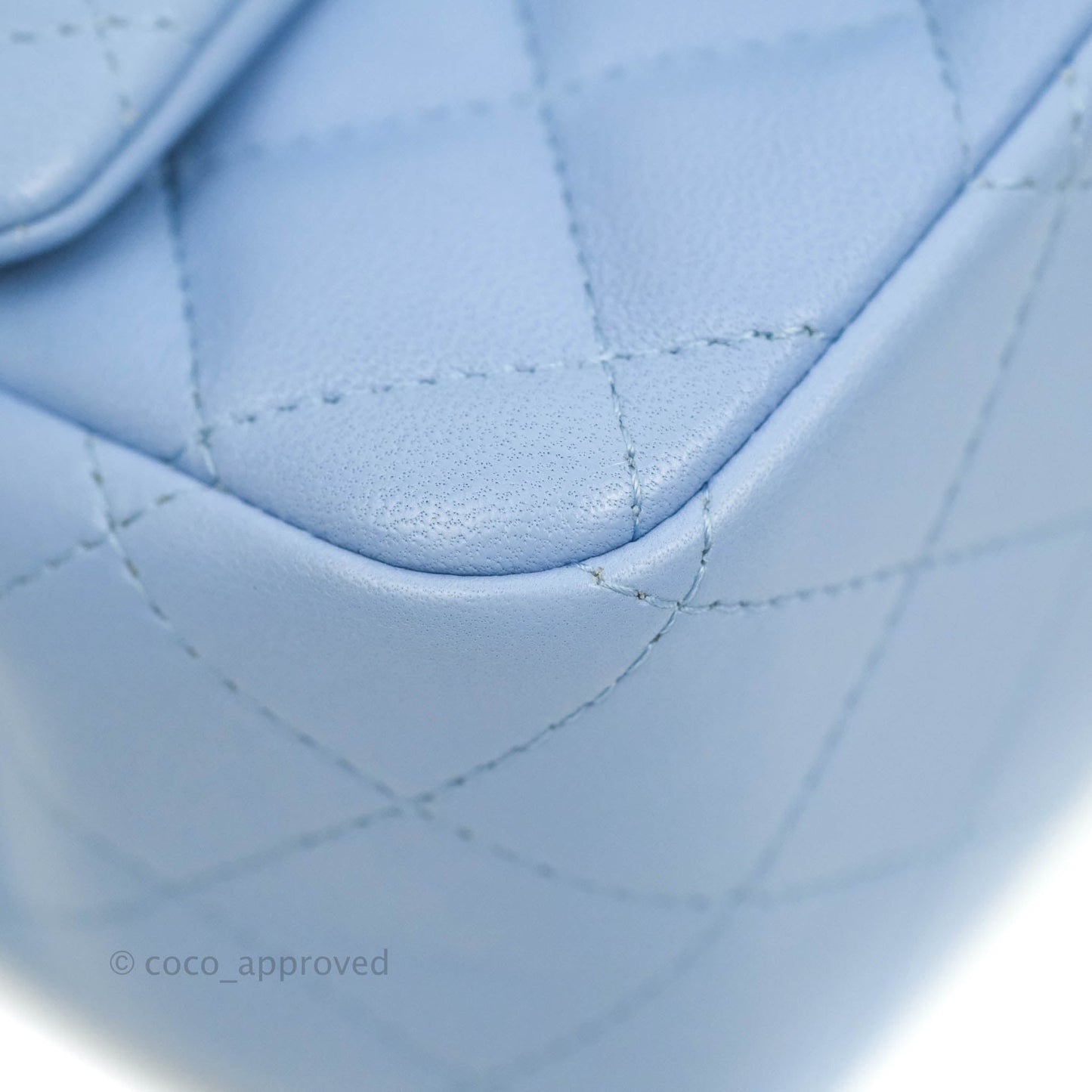 Chanel Mini Square Quilted Sky Blue Lambskin Gold Hardware 21C