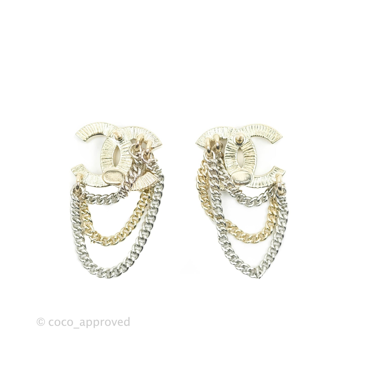 Chanel Crystal CC Chain Pendant Earrings 21B