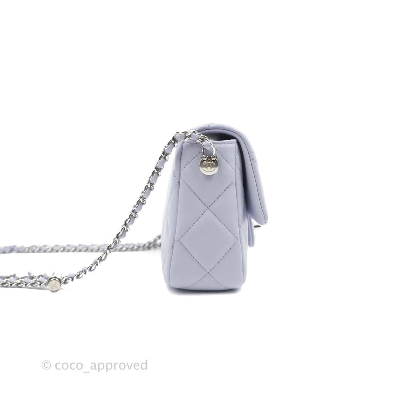 Chanel Quilted My Perfect Mini With Pearl Lilac Lambskin Silver Hardware
