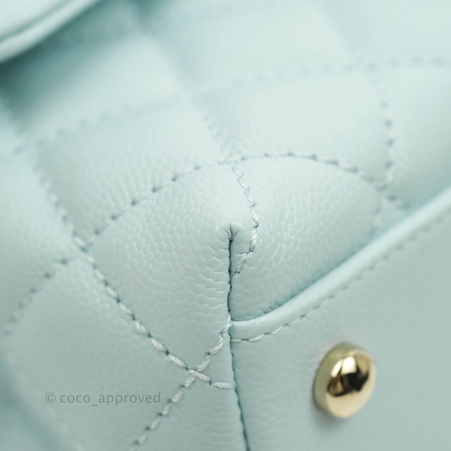 Chanel Mini Coco Handle Quilted Pale Mint Caviar Gold Hardware