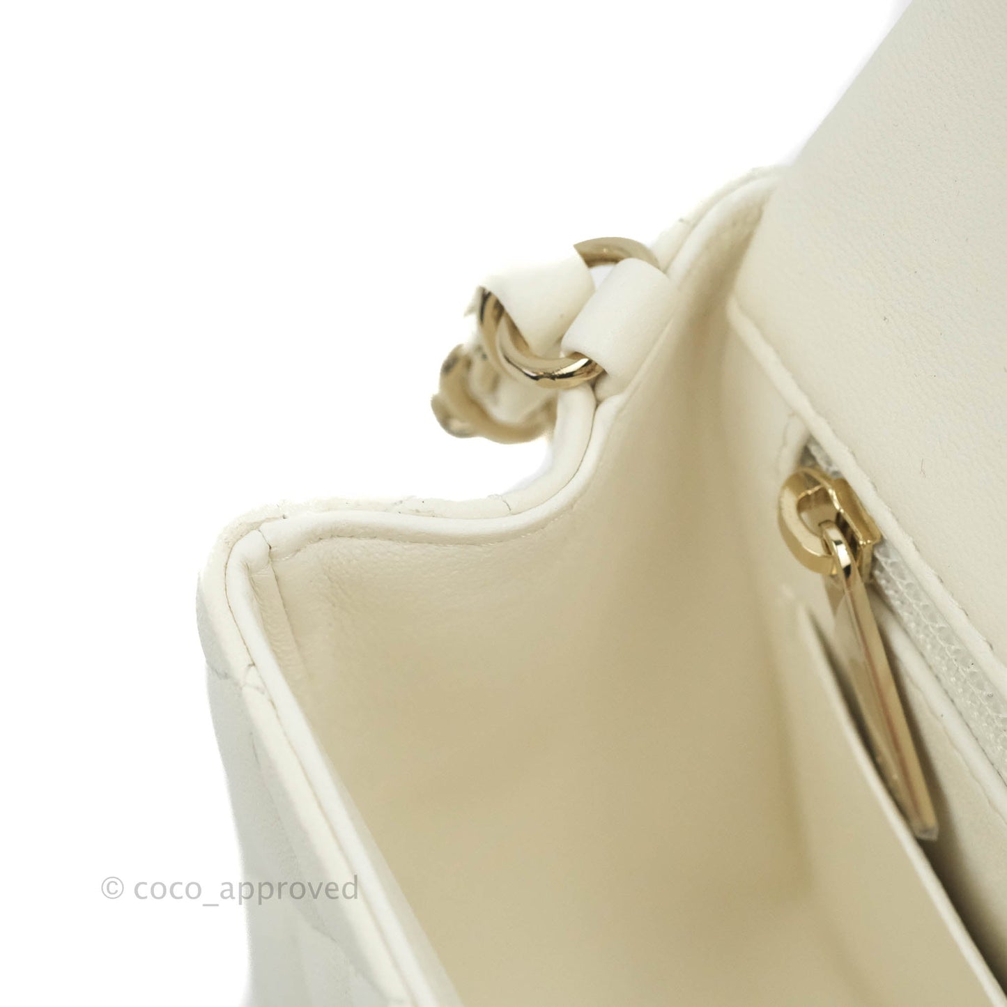 Chanel Quilted Mini Rectangular Flap White Lambskin Gold Hardware