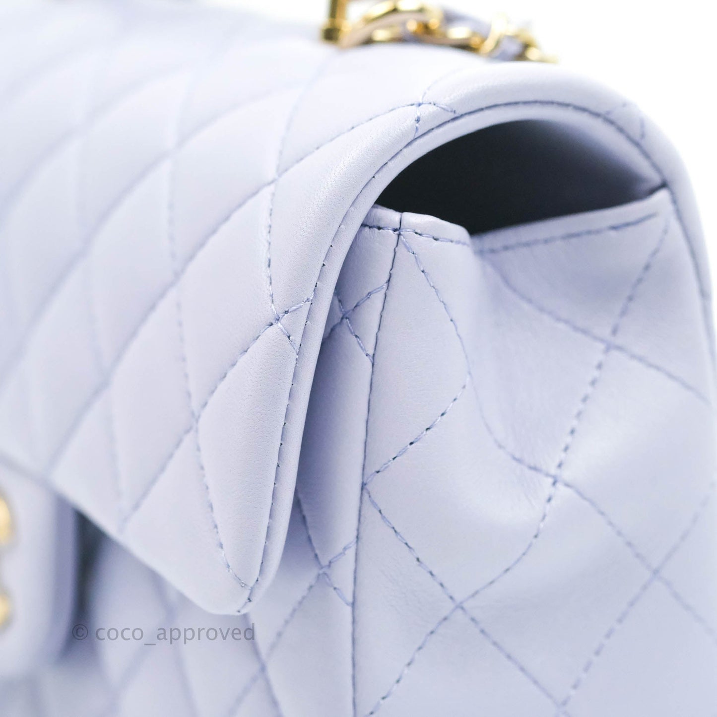 Chanel Top Handle Mini Rectangular Flap Bag Lilac Lambskin Aged Gold Hardware 21K