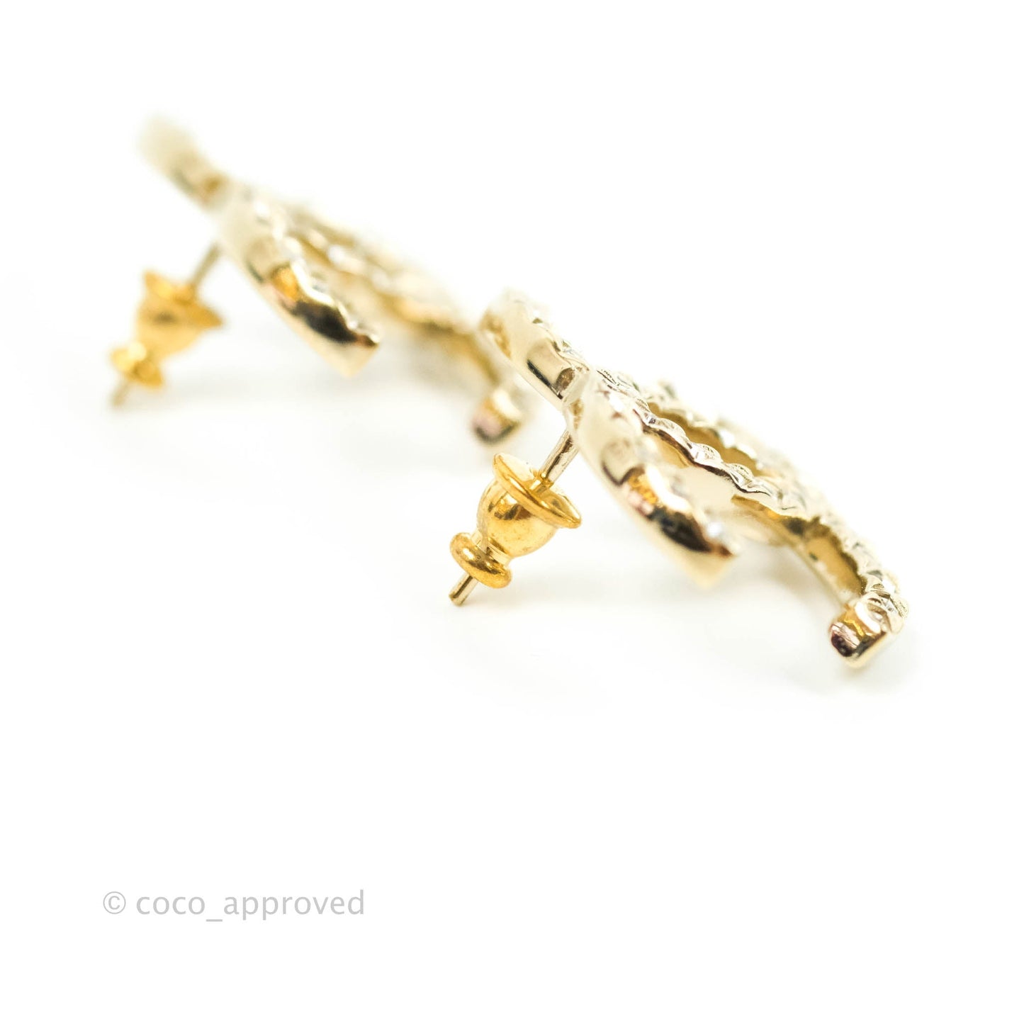 Chanel Crystal CC Earrings Light Gold Hardware 20A