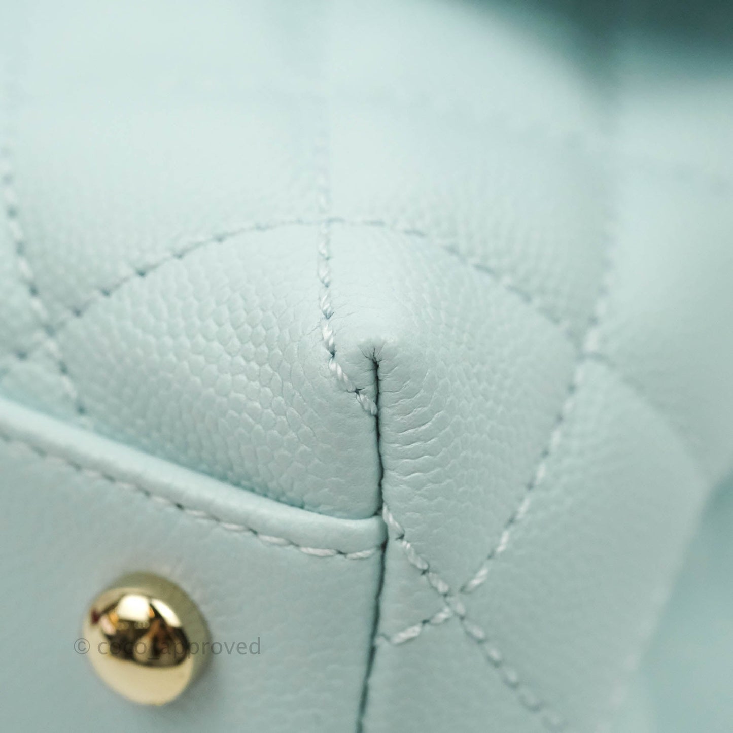 Chanel Mini Coco Handle Quilted Pale Mint Caviar Gold Hardware