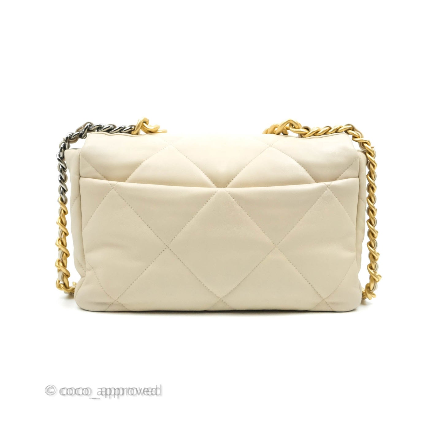 Chanel 19 Medium Beige Cream Goatskin Mixed Hardware