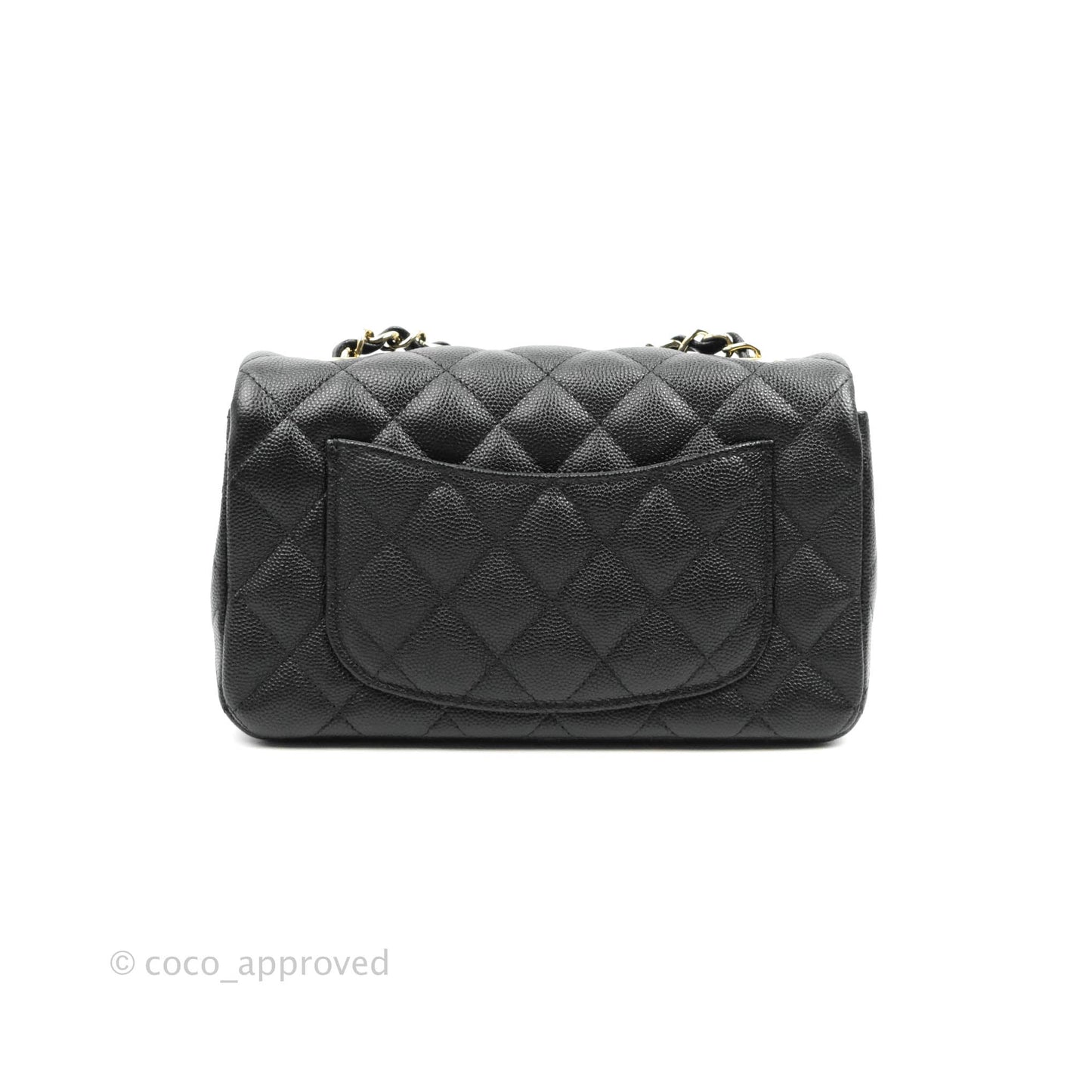 Chanel Quilted Mini Rectangular Flap Black Caviar Gold Hardware 18B