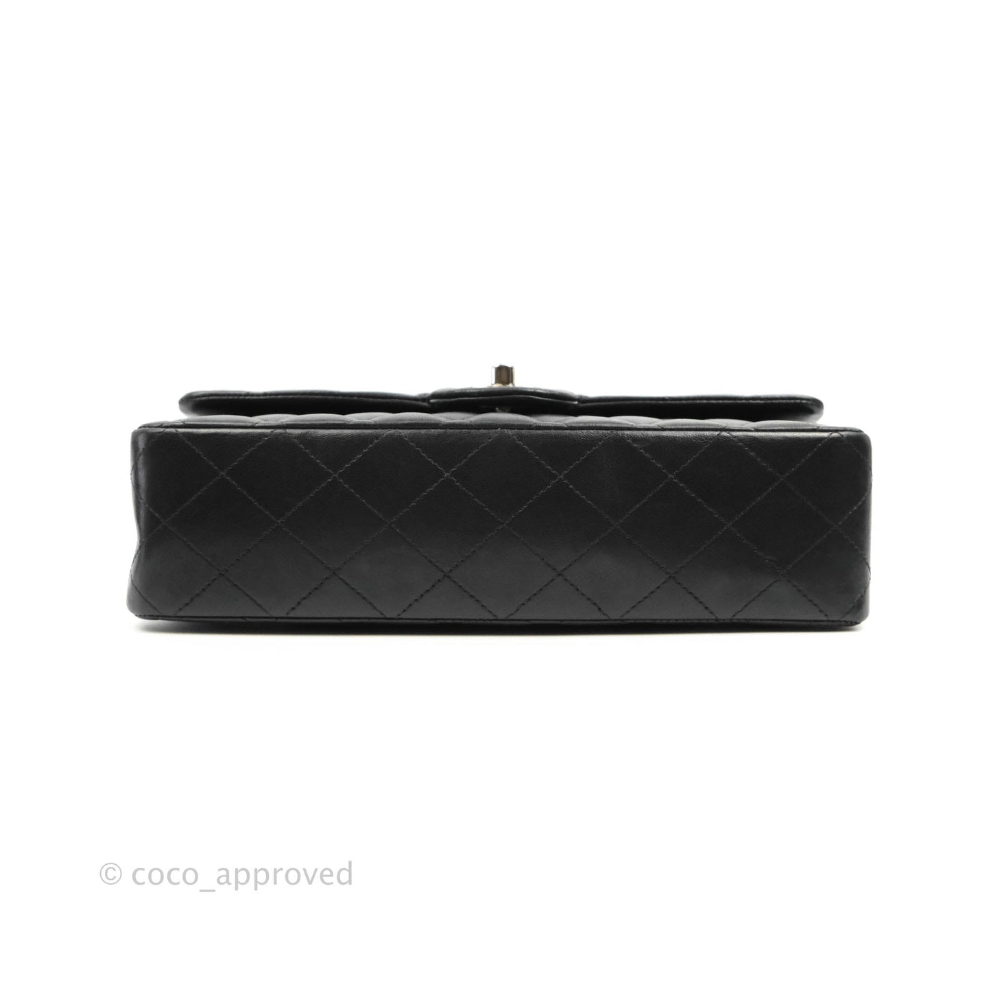Chanel Classic M/L Medium Double Flap Black Lambskin Silver Hardware