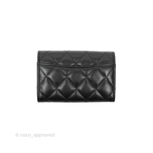 Chanel Quilted Flap Card Holder So Black Lambskin