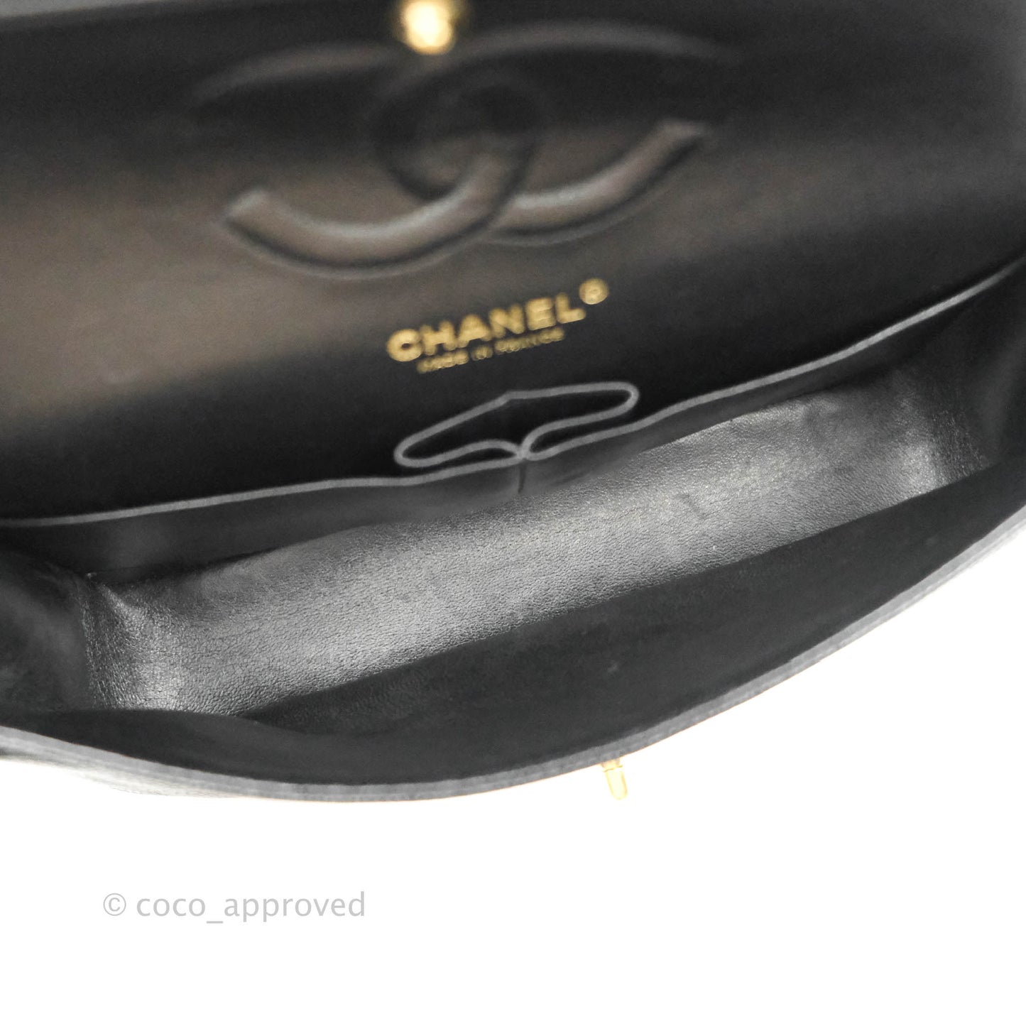 Chanel Classic M/L Medium Double Flap Black Caviar 24K Gold Hardware