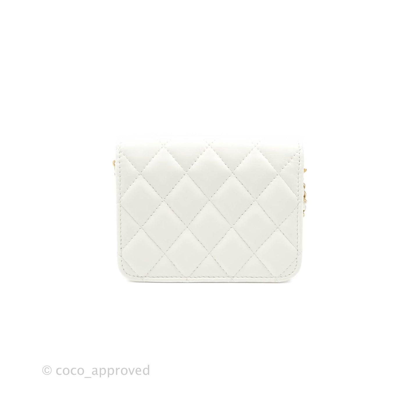 Chanel Mini Pearl Crush Clutch With Chain White Aged Gold Hardware