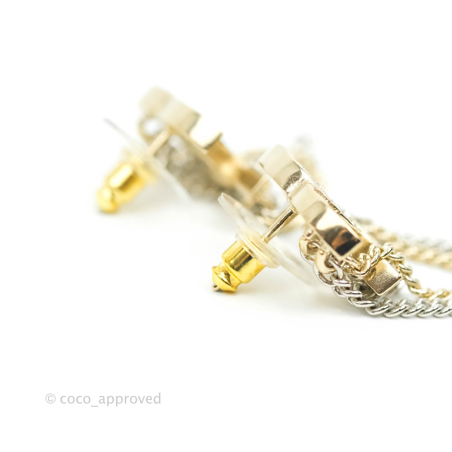 Chanel Crystal CC Chain Pendant Earrings 21B