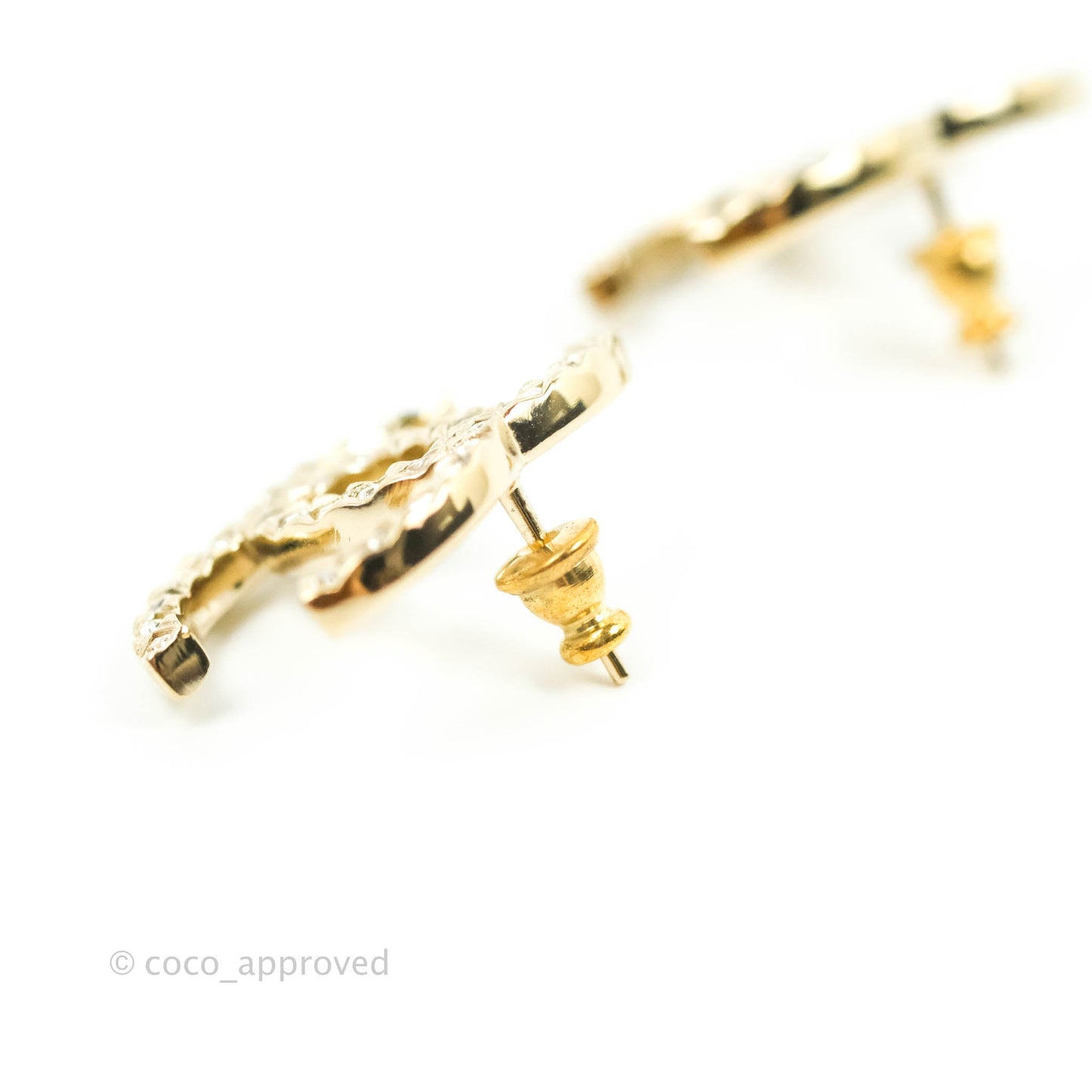 Chanel Crystal CC Earrings Light Gold Hardware 20A