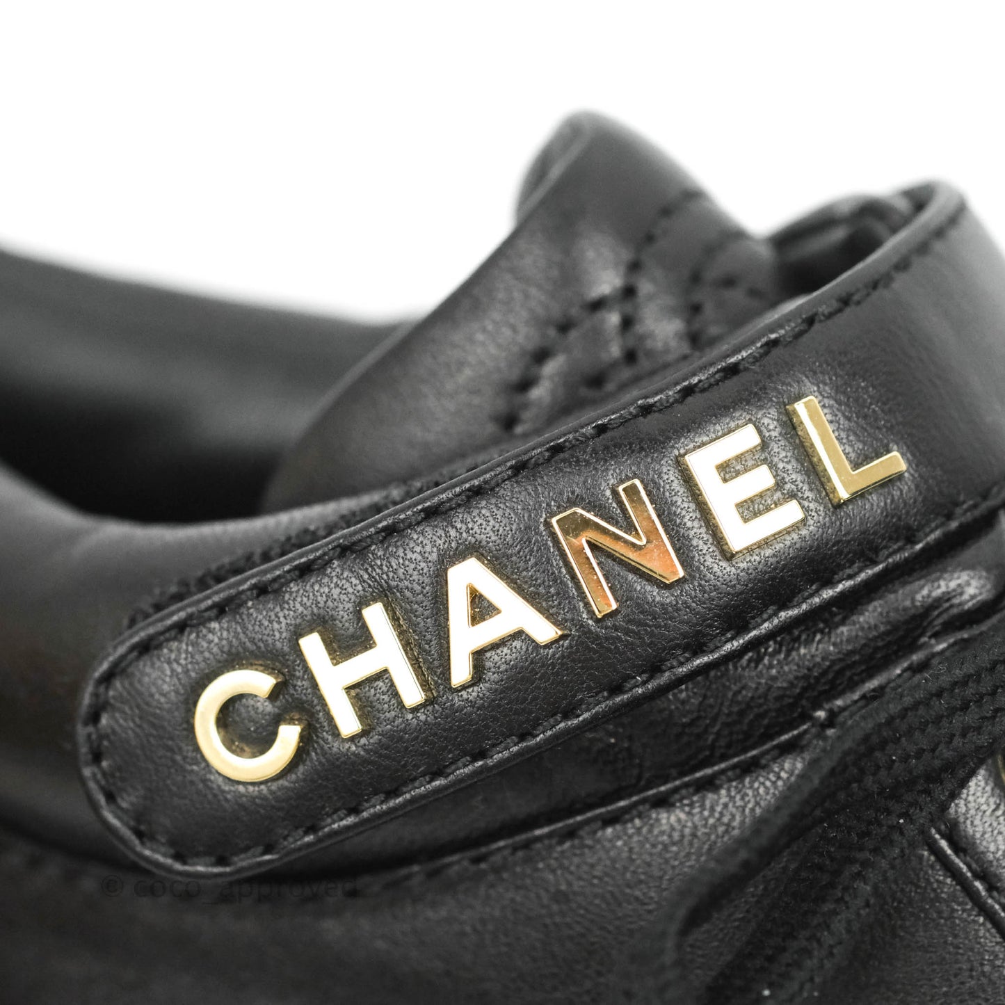 Chanel Black Leather Sneakers Gold Hardware