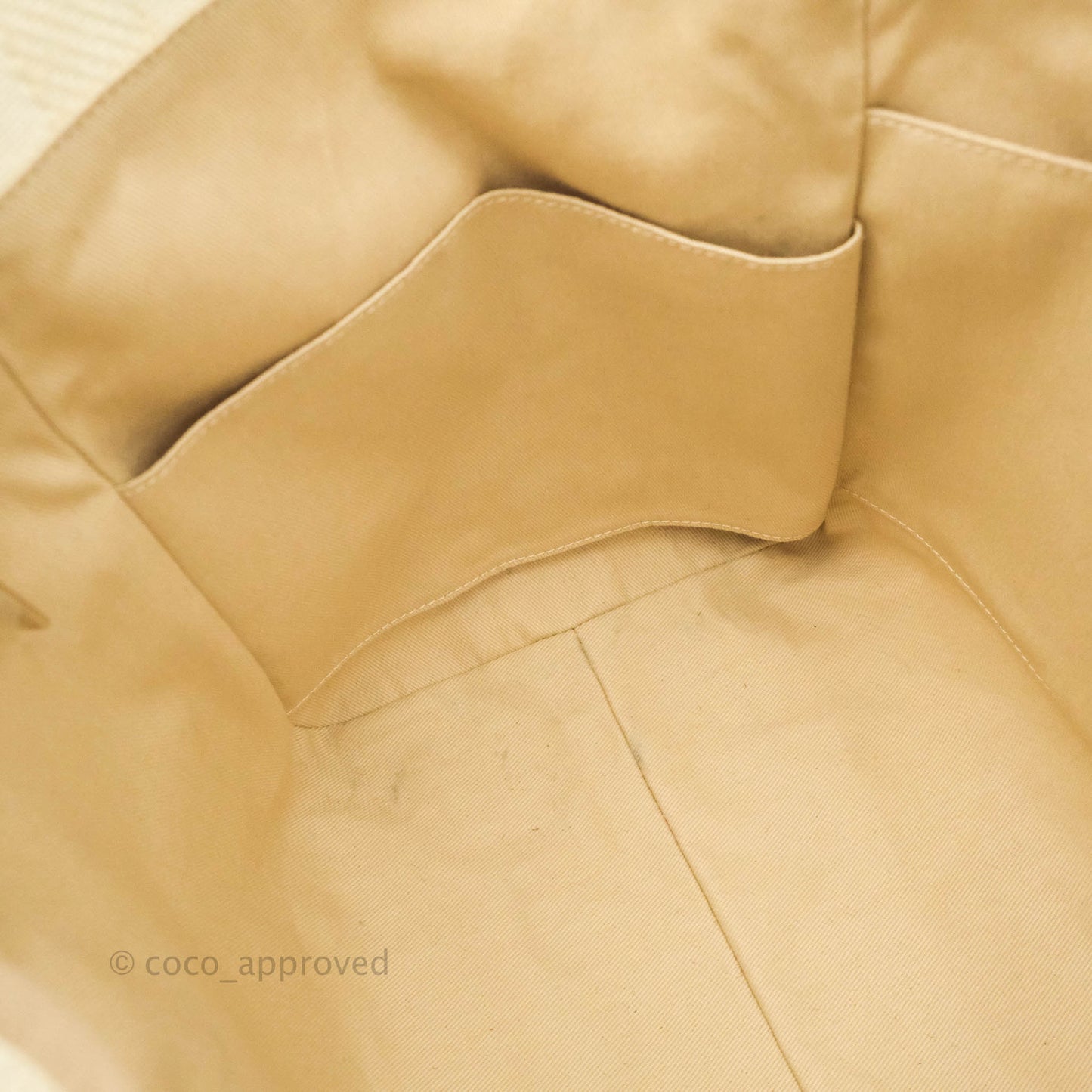 Chanel Large Deauville Light Beige Stripe Canvas Gold Hardware