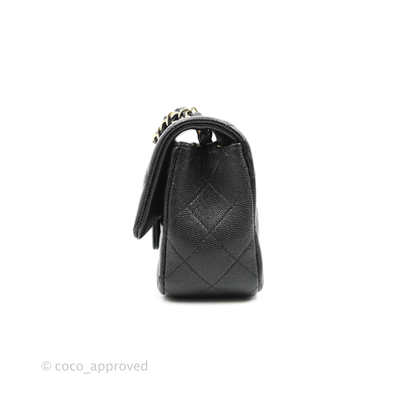 Chanel Quilted Mini Rectangular Flap Black Caviar Gold Hardware 18B