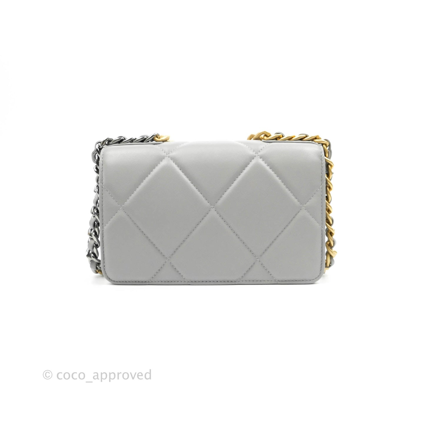 Chanel 19 Wallet on Chain WOC Grey Lambskin Mixed Hardware