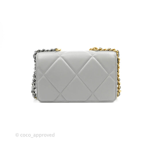Chanel 19 Wallet on Chain WOC Grey Lambskin Mixed Hardware