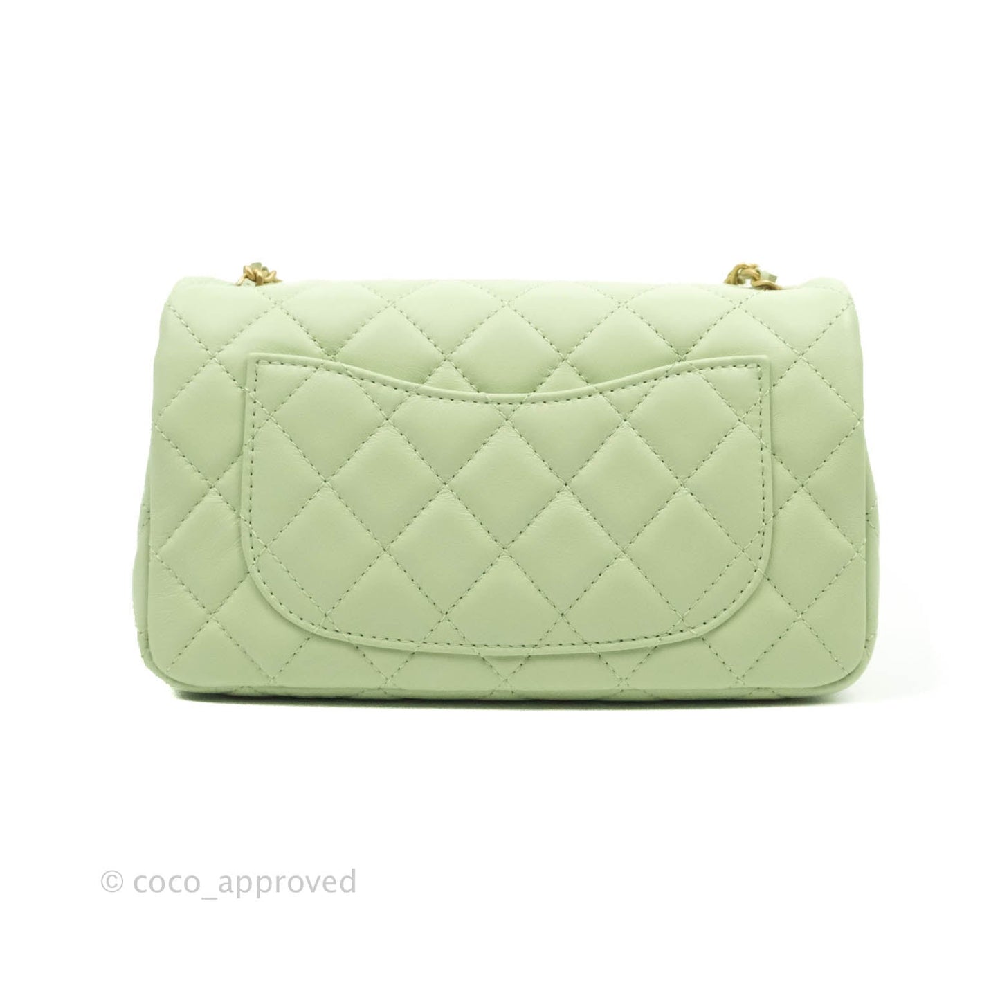 Chanel Mini Rectangular Pearl Crush Avocado Green Lambskin Aged Gold Hardware 22C