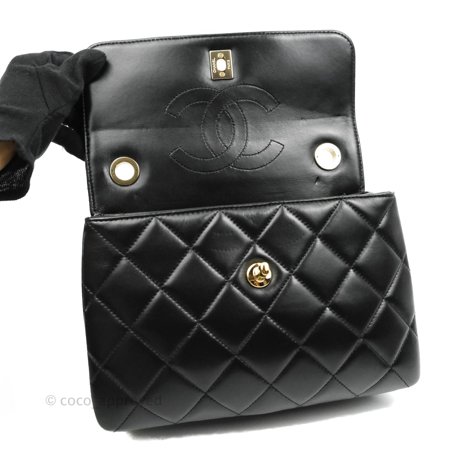 Chanel Small Trendy CC Black Lambskin Gold Hardware