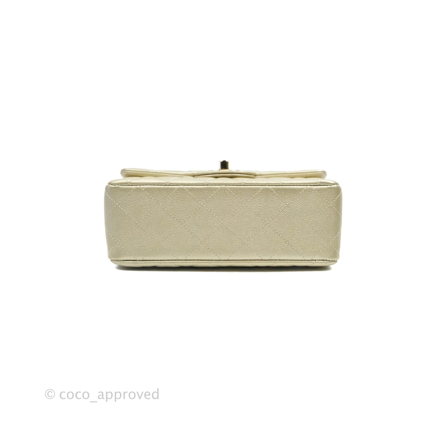 Chanel Quilted Mini Rectangular Flap Champagne Caviar Gold Hardware
