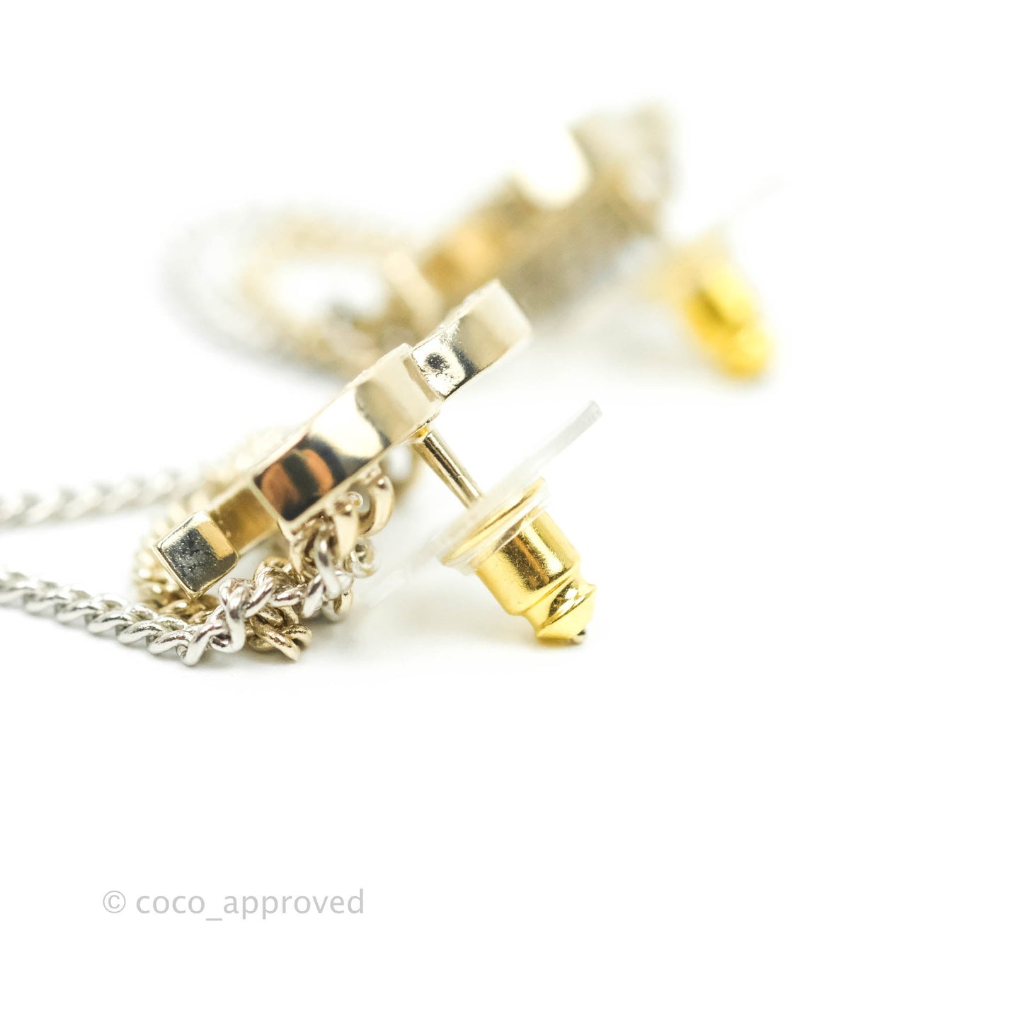 Chanel Crystal CC Chain Pendant Earrings 21B