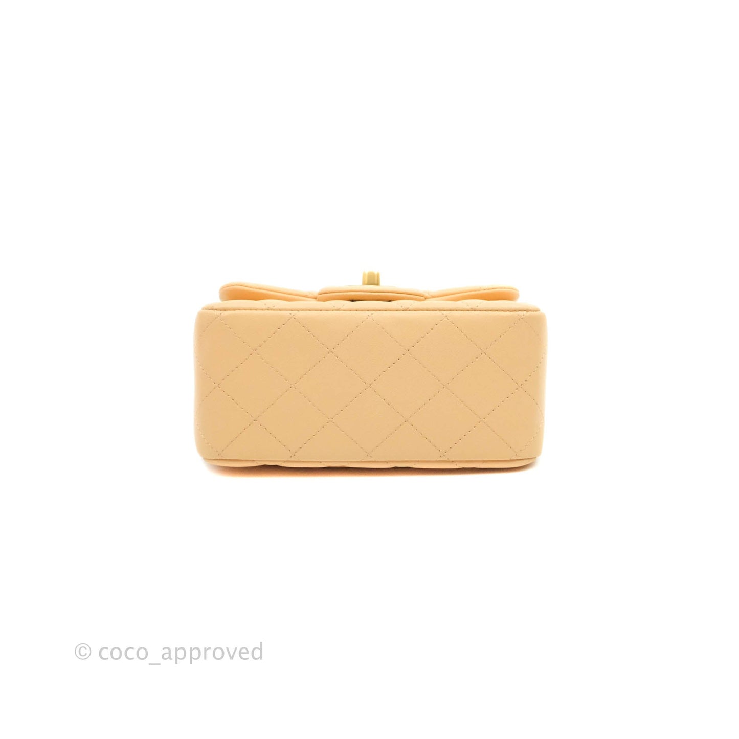 Chanel Quilted Mini Square Light Beige Lambskin Aged Gold Hardware