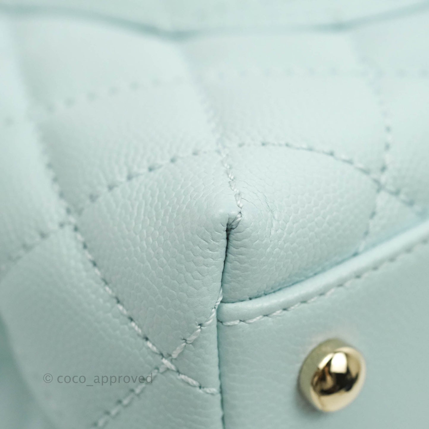 Chanel Mini Coco Handle Quilted Pale Mint Caviar Gold Hardware