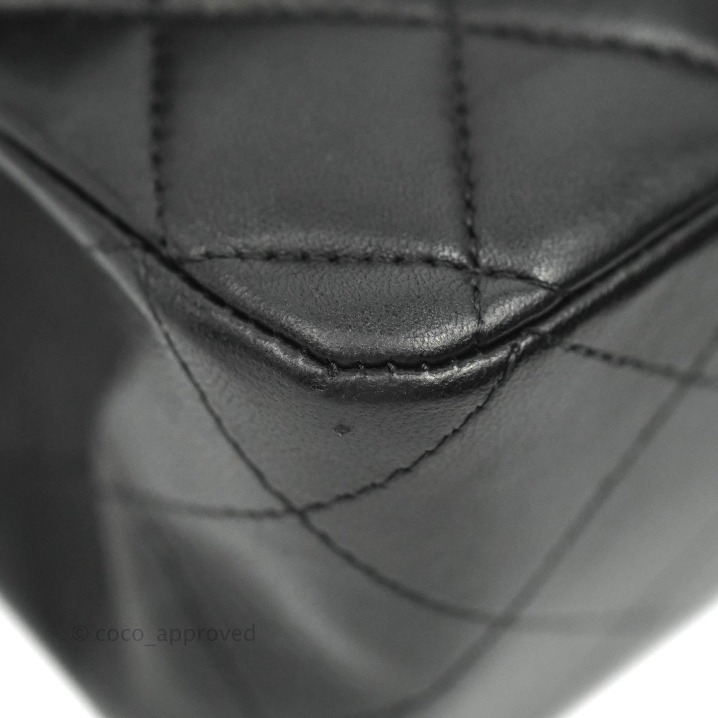 Chanel Classic M/L Medium Double Flap Black Lambskin Silver Hardware