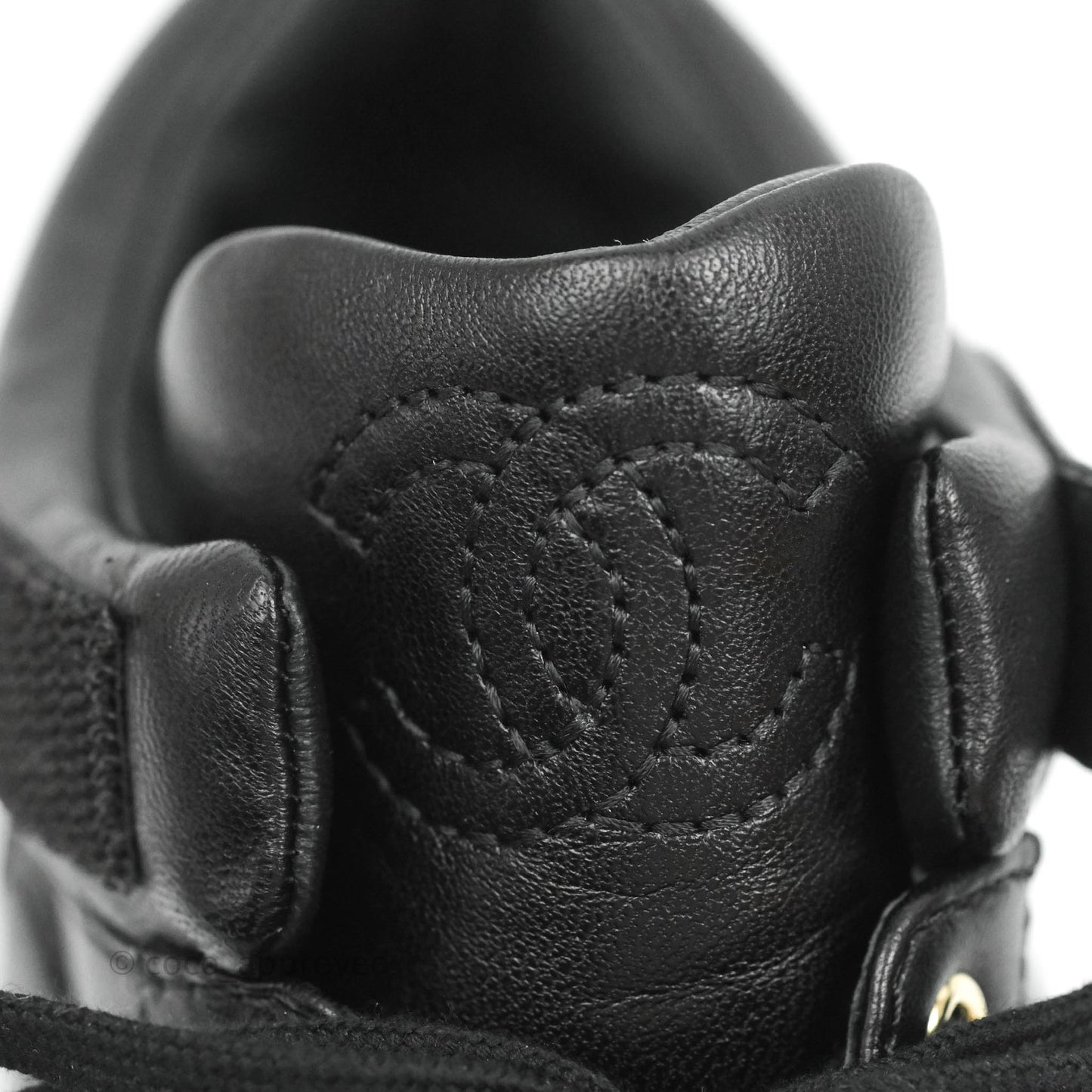 Chanel Black Leather Sneakers Gold Hardware