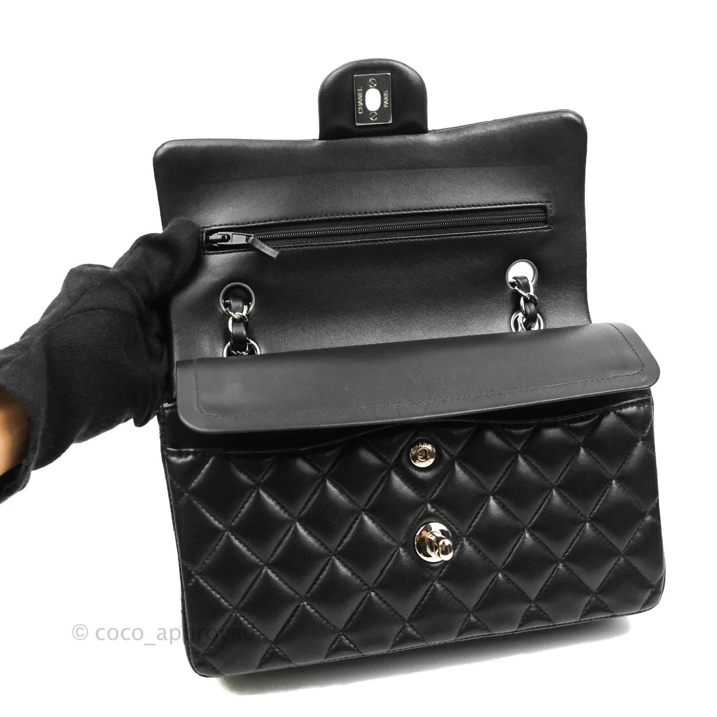 Chanel Small S/M Classic Flap Black Lambskin Silver Hardware