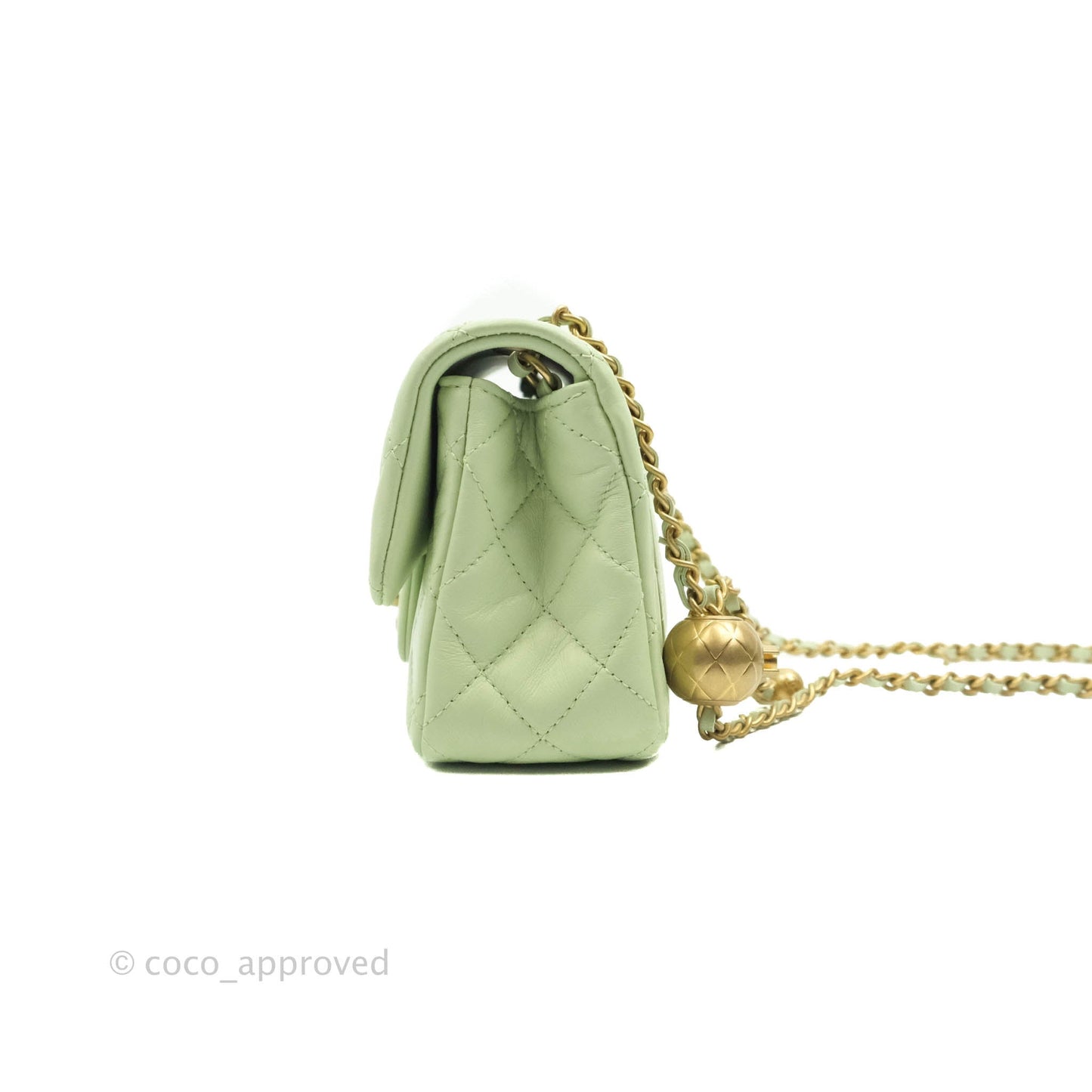 Chanel Mini Rectangular Pearl Crush Avocado Green Lambskin Aged Gold Hardware 22C