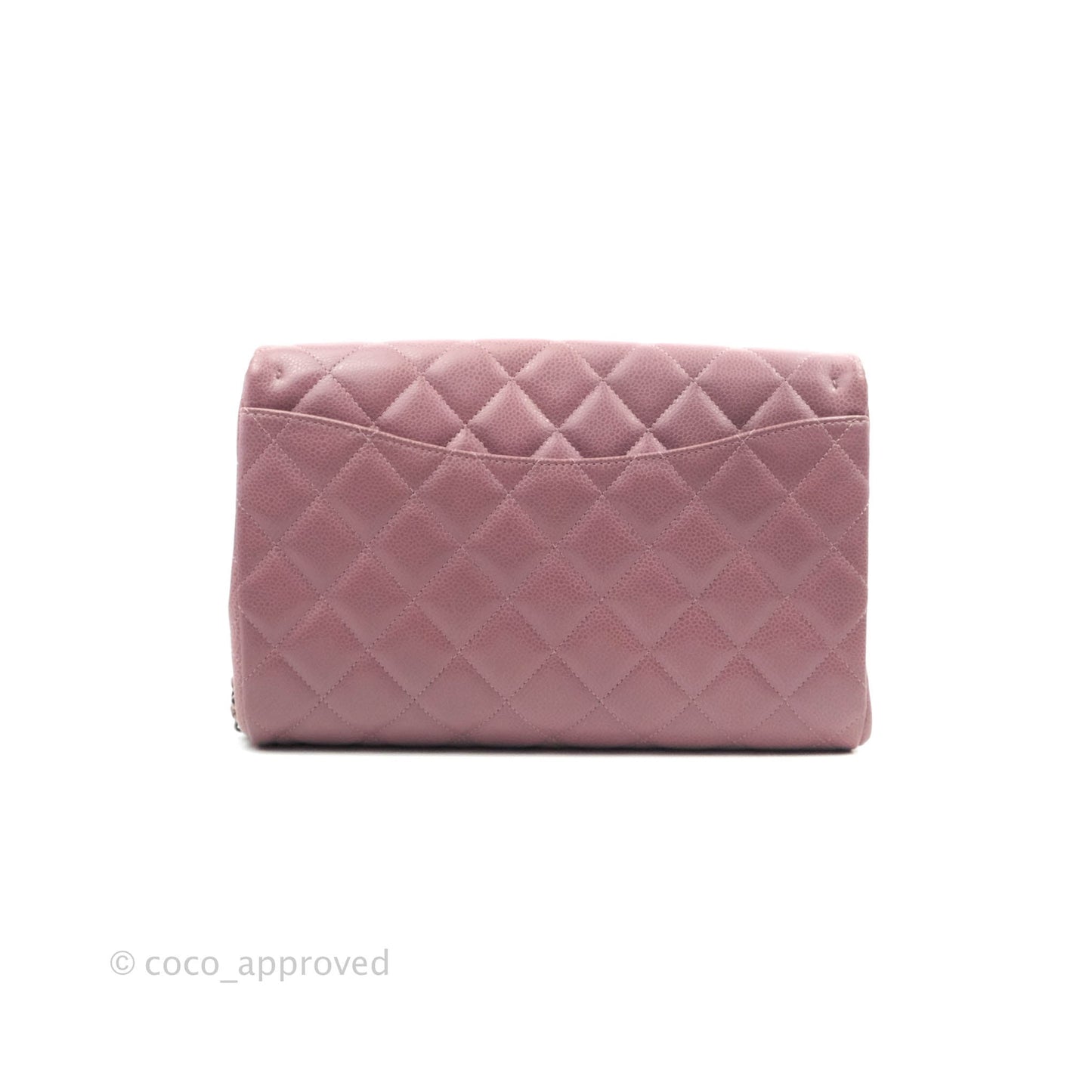 Chanel Quilted Clutch with Chain Pink Mauve Caviar Ruthenium Hardware