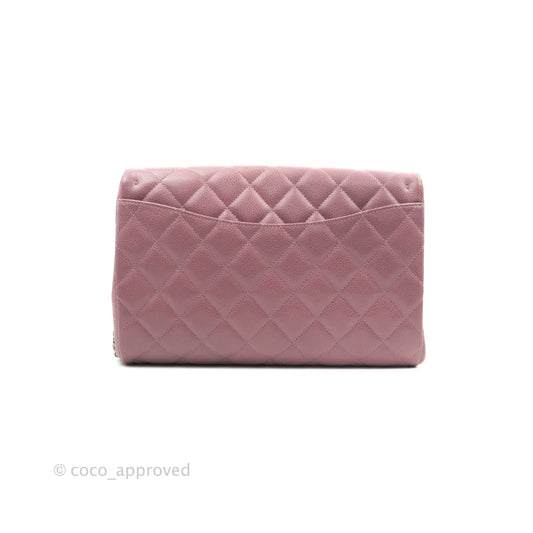 Chanel Quilted Clutch with Chain Pink Mauve Caviar Ruthenium Hardware