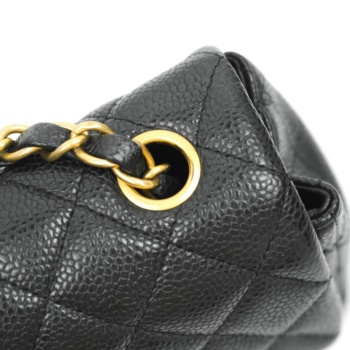 Chanel Quilted Mini Rectangular Black Caviar Gold Hardware