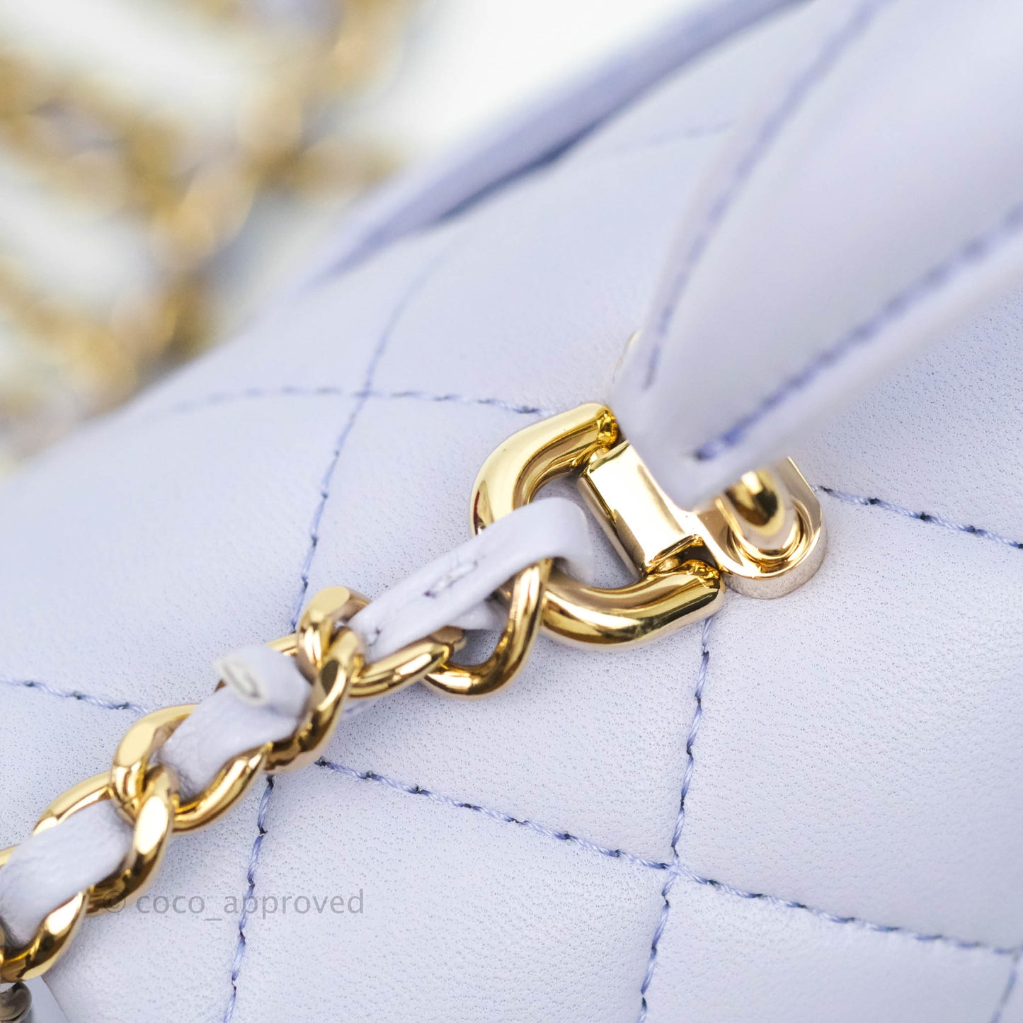 Chanel Top Handle Mini Rectangular Flap Bag Lilac Lambskin Aged Gold Hardware 21K