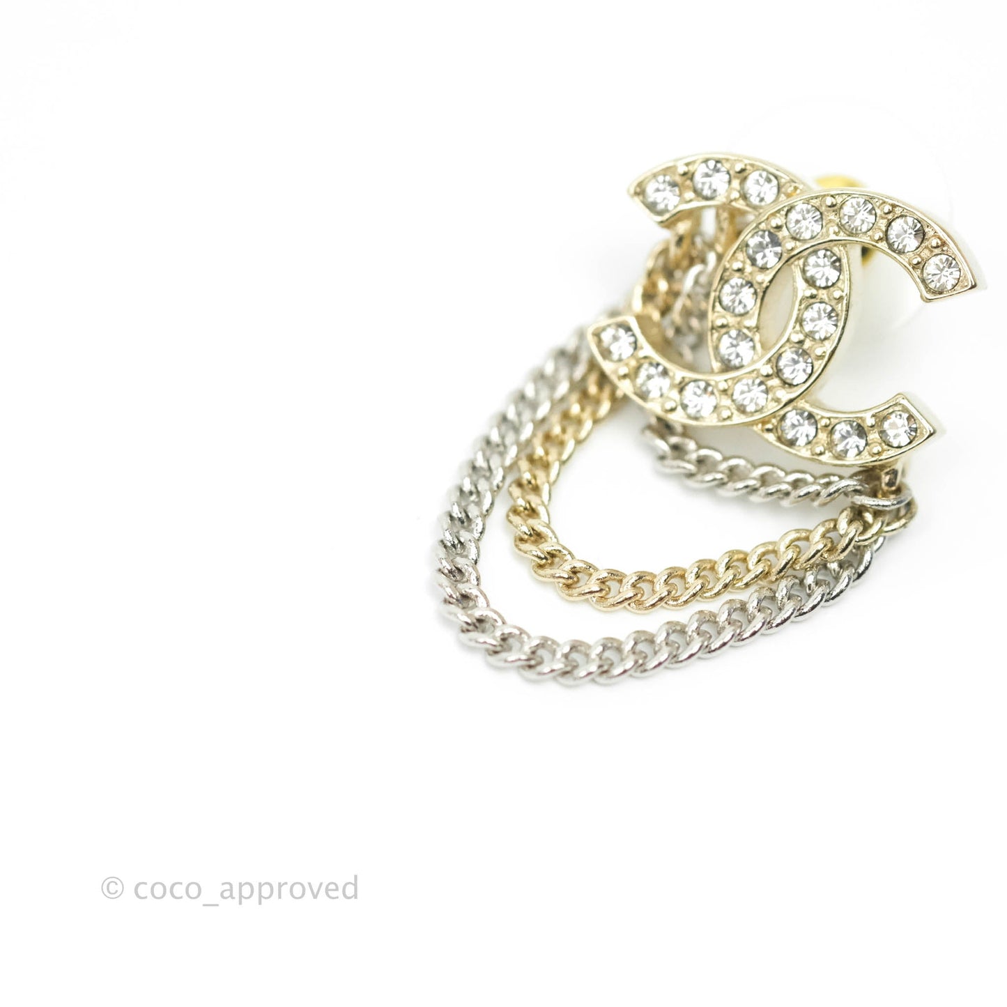 Chanel Crystal CC Chain Pendant Earrings 21B