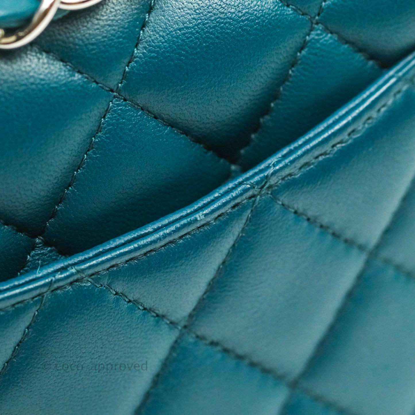 Chanel Quilted Mini Rectangular Teal Lambskin Silver Hardware