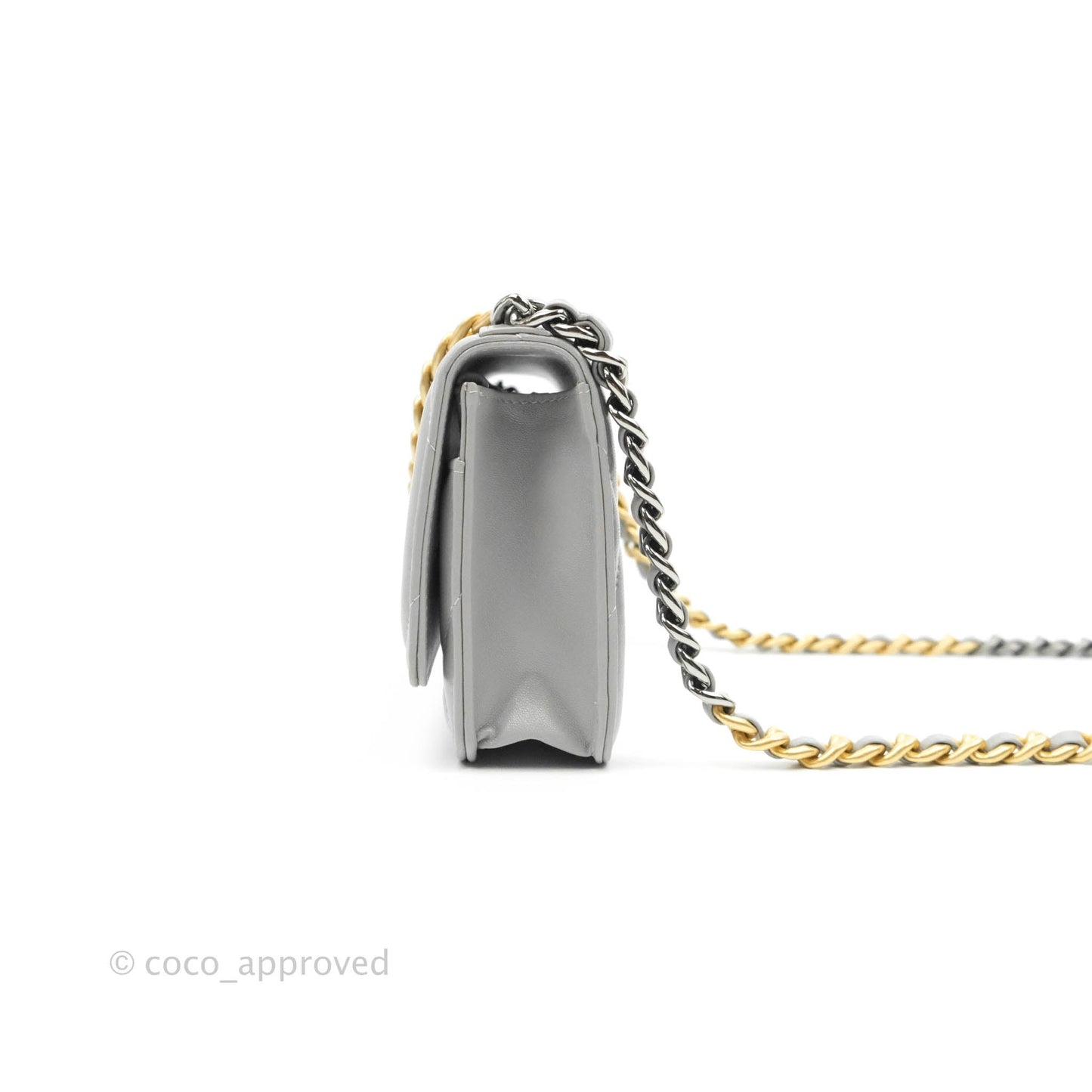 Chanel 19 Wallet on Chain WOC Grey Lambskin Mixed Hardware