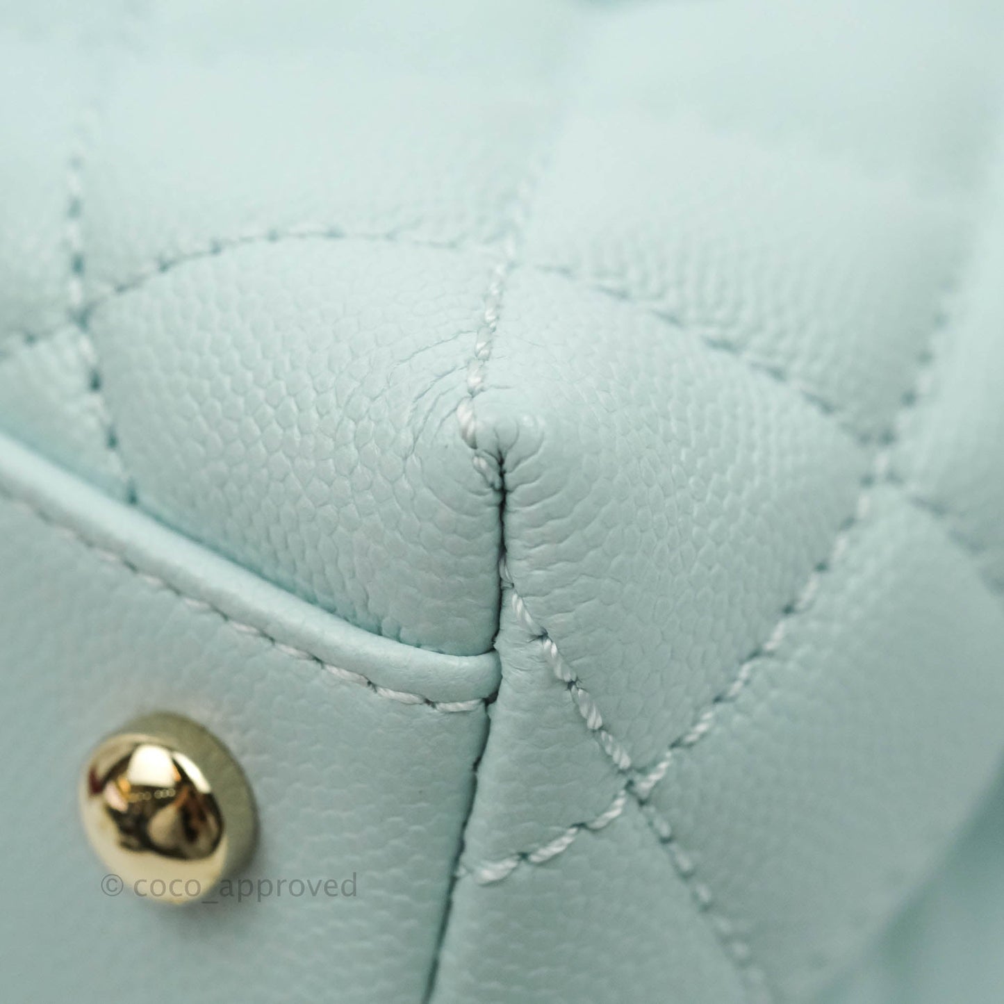 Chanel Mini Coco Handle Quilted Pale Mint Caviar Gold Hardware