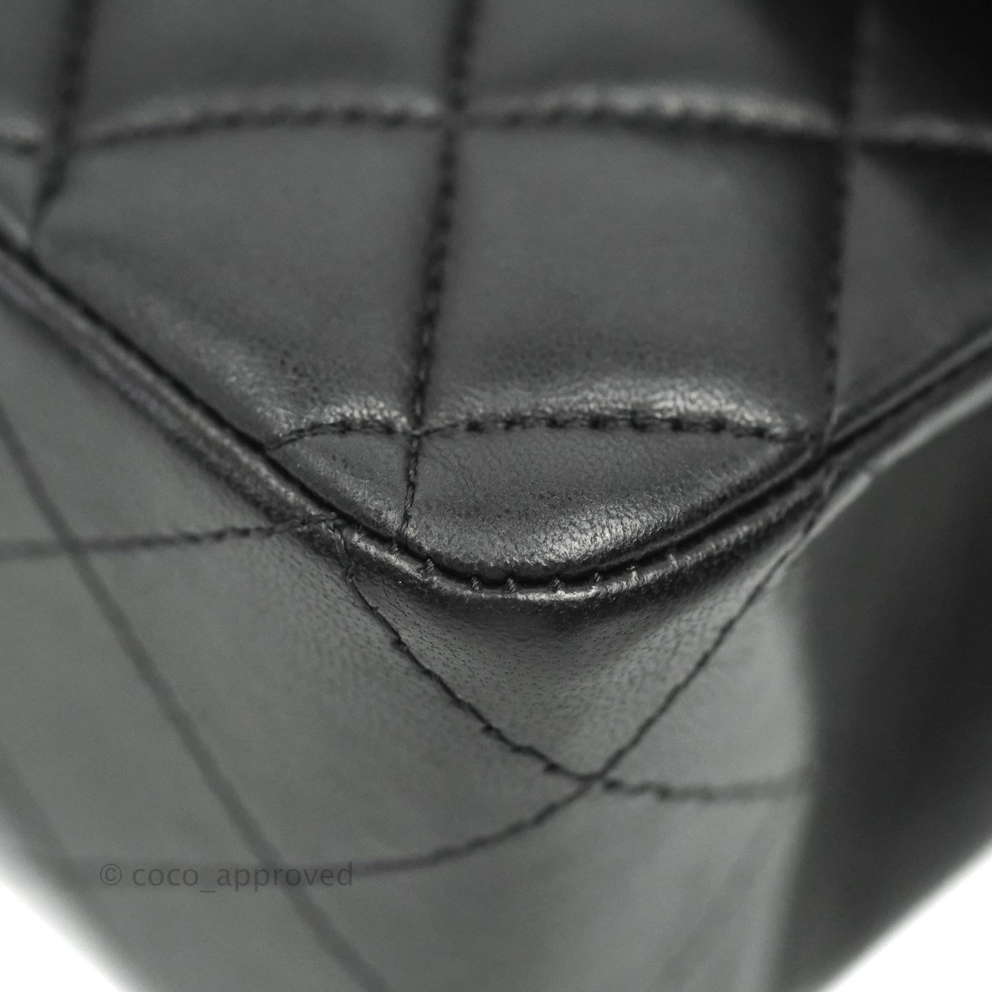 Chanel Classic M/L Medium Double Flap Black Lambskin Silver Hardware