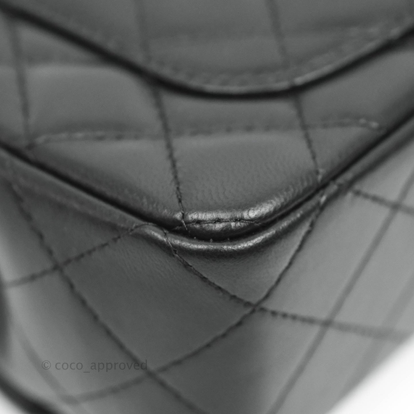 Chanel Quilted Mini Rectangular Flap Black Lambskin Silver Hardware