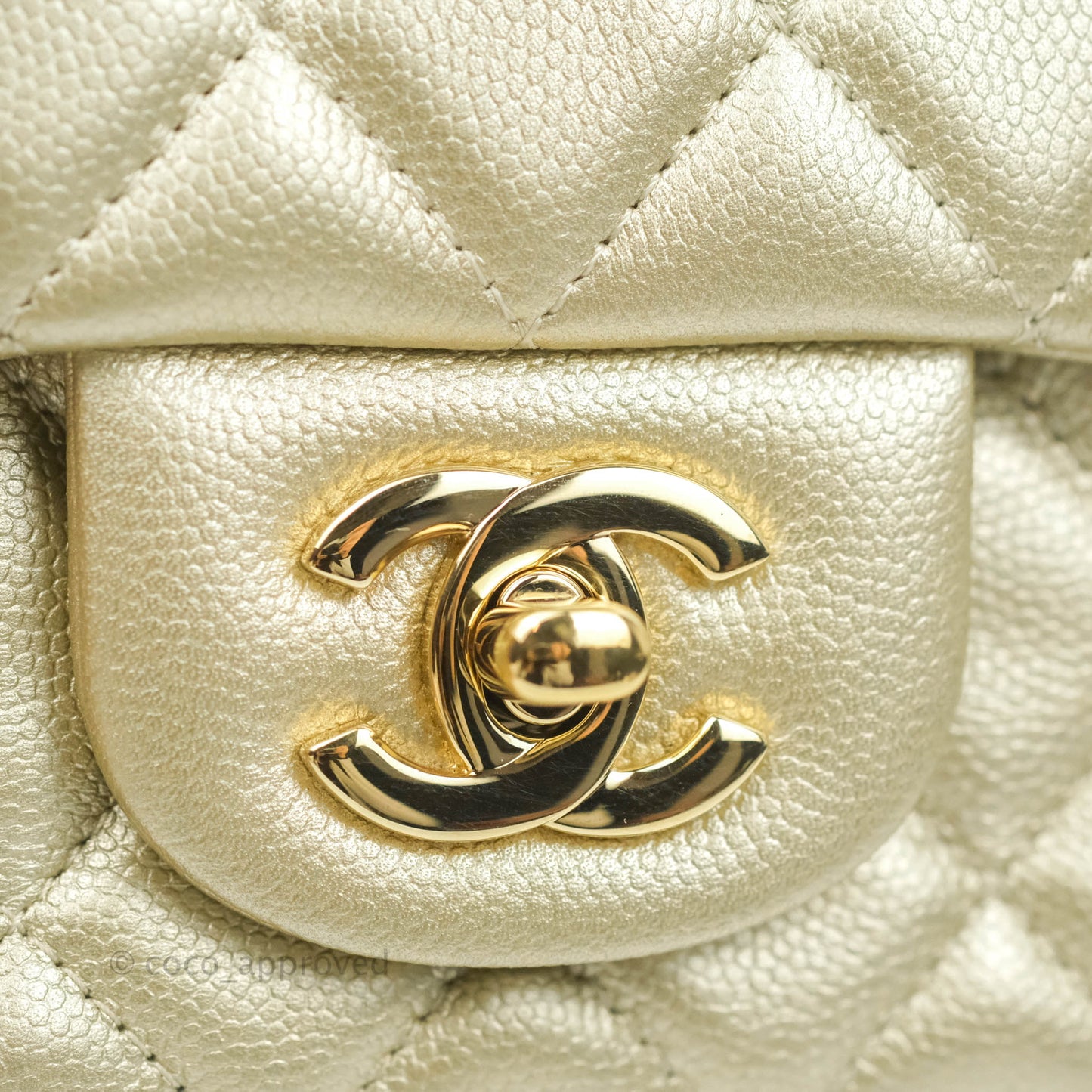 Chanel Quilted Mini Rectangular Flap Champagne Caviar Gold Hardware