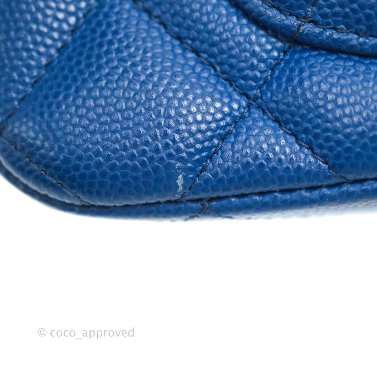 Chanel Quilted Mini Rectangular Flap Blue Caviar Silver Hardware