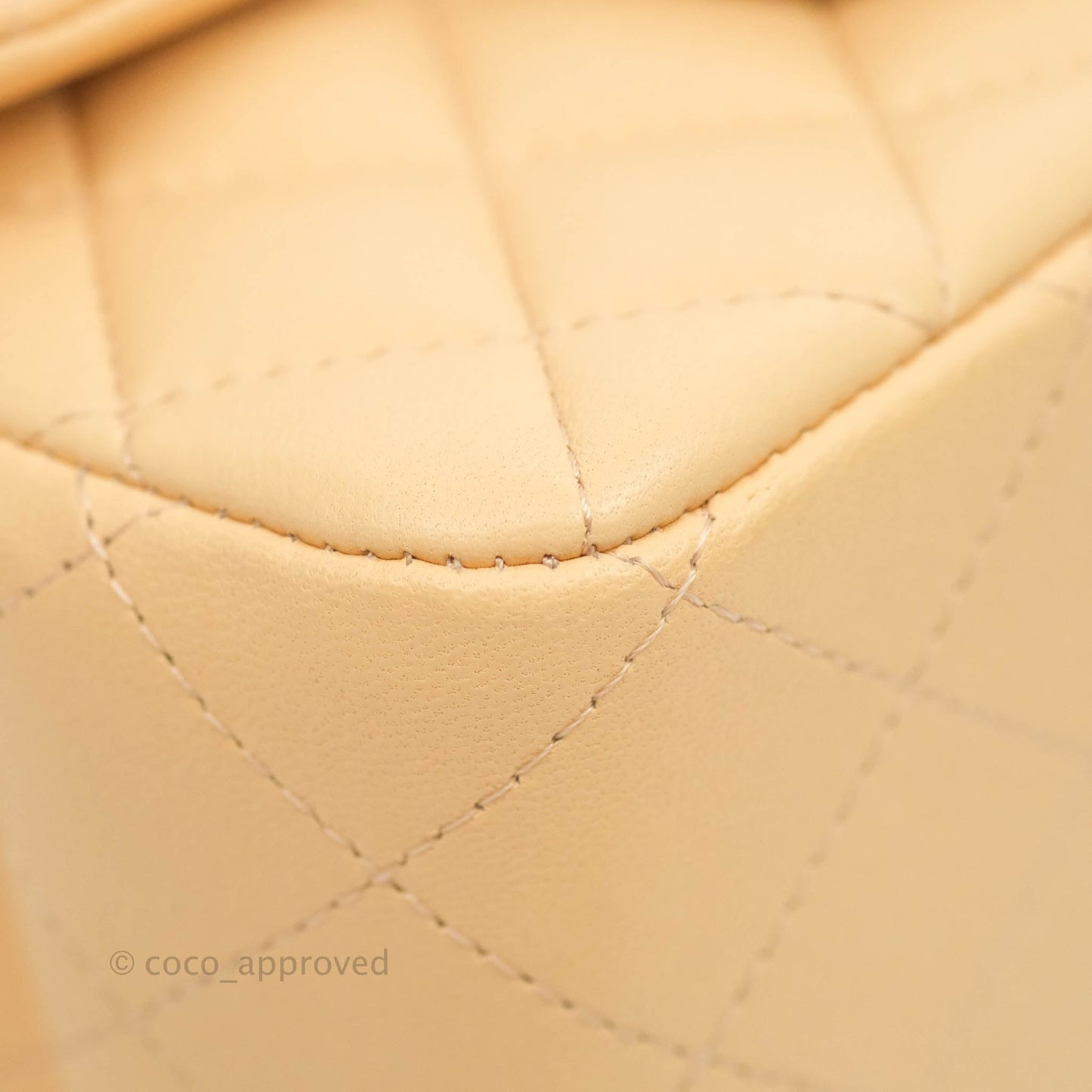 Chanel Quilted Mini Square Light Beige Lambskin Aged Gold Hardware