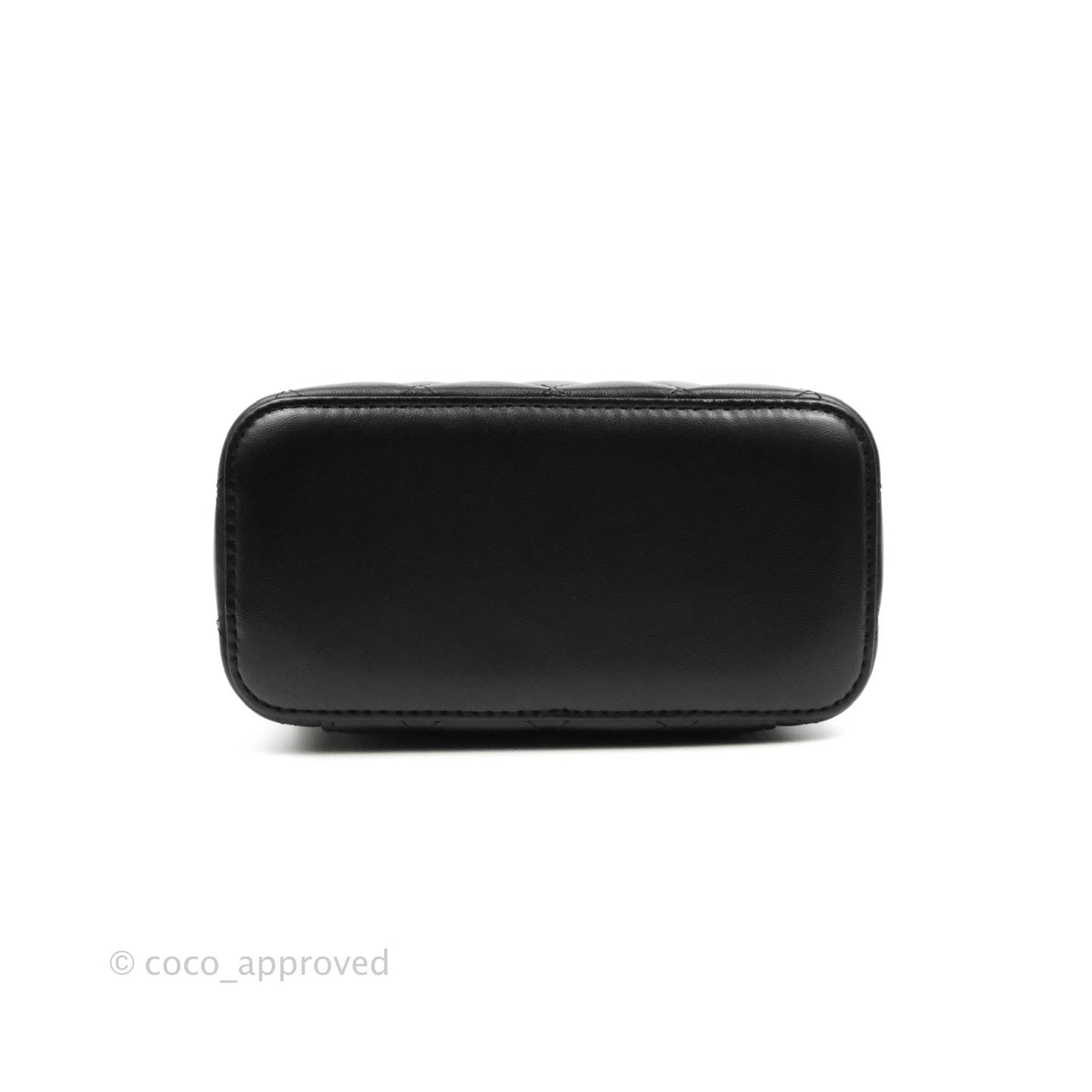 Chanel Classic Vanity Rectangular Top Handle With Chain Black Lambskin Gold Hardware