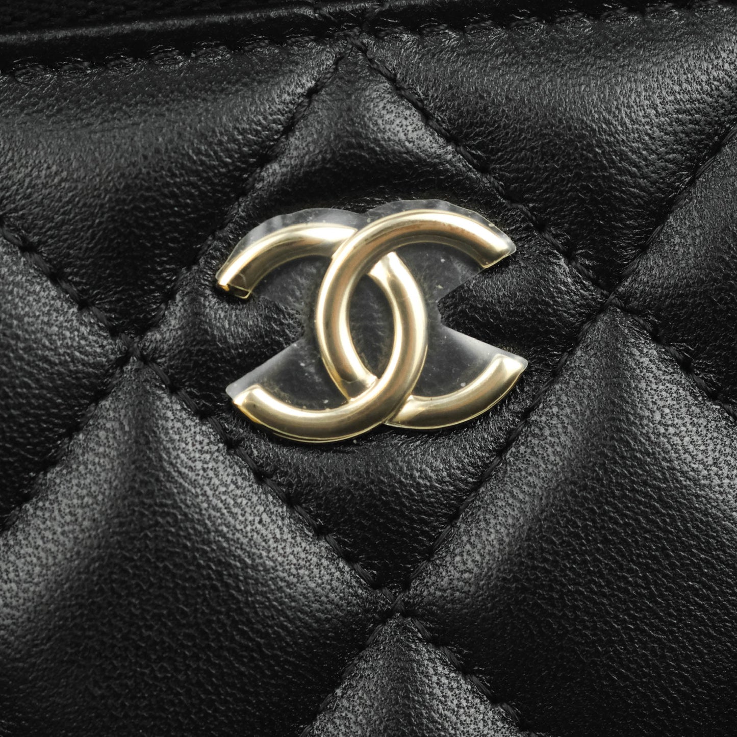 Chanel Classic Vanity Rectangular Top Handle With Chain Black Lambskin Gold Hardware