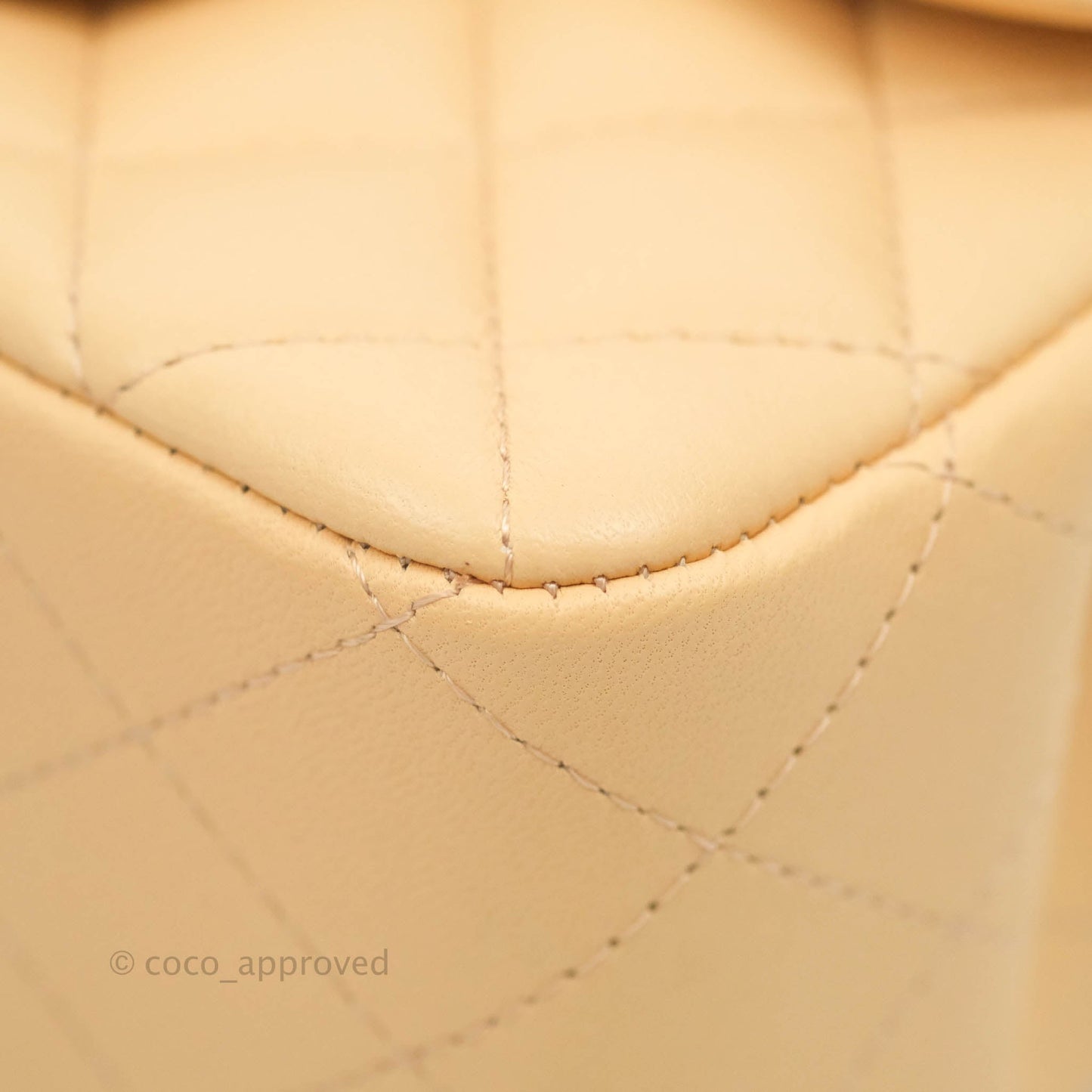 Chanel Quilted Mini Square Light Beige Lambskin Aged Gold Hardware