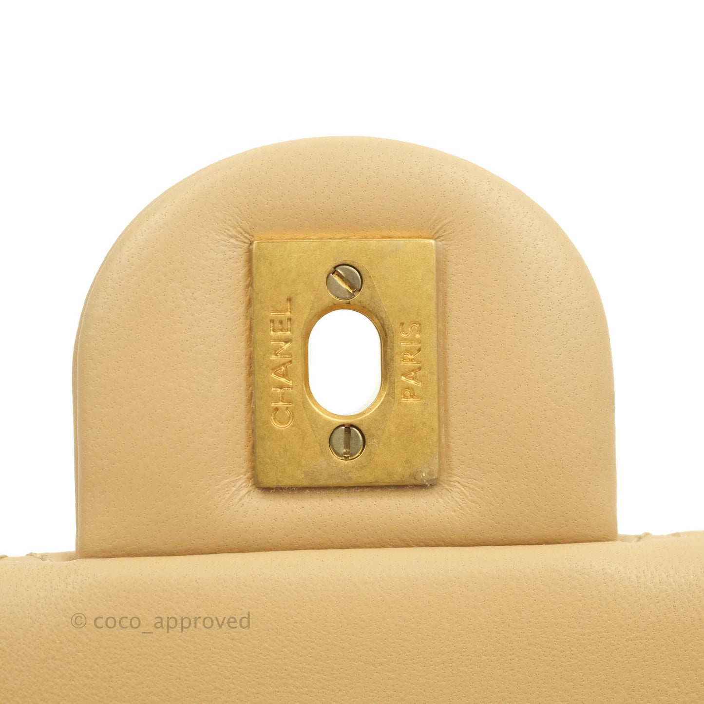 Chanel Mini Rectangular Pearl Crush Quilted Beige Lambskin Aged Gold Hardware 22C
